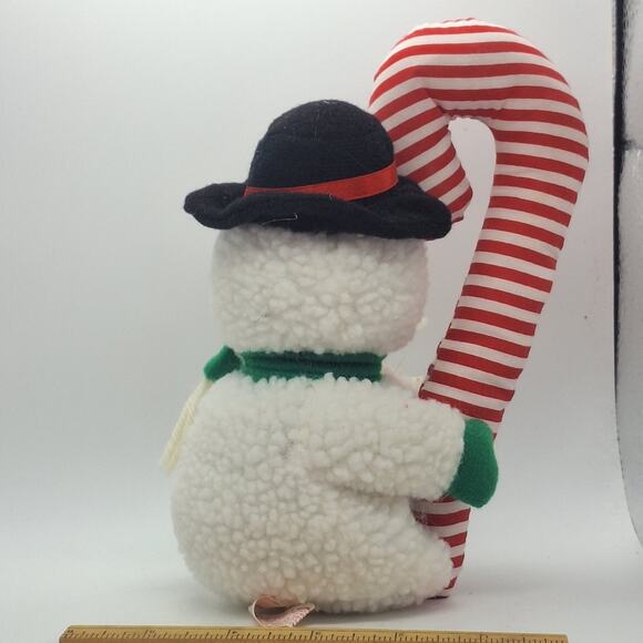 Giftco 95' 7" Soft White Snowman Plush with Candy Cane, Green Scarf & Black hat - Picture 3 of 7